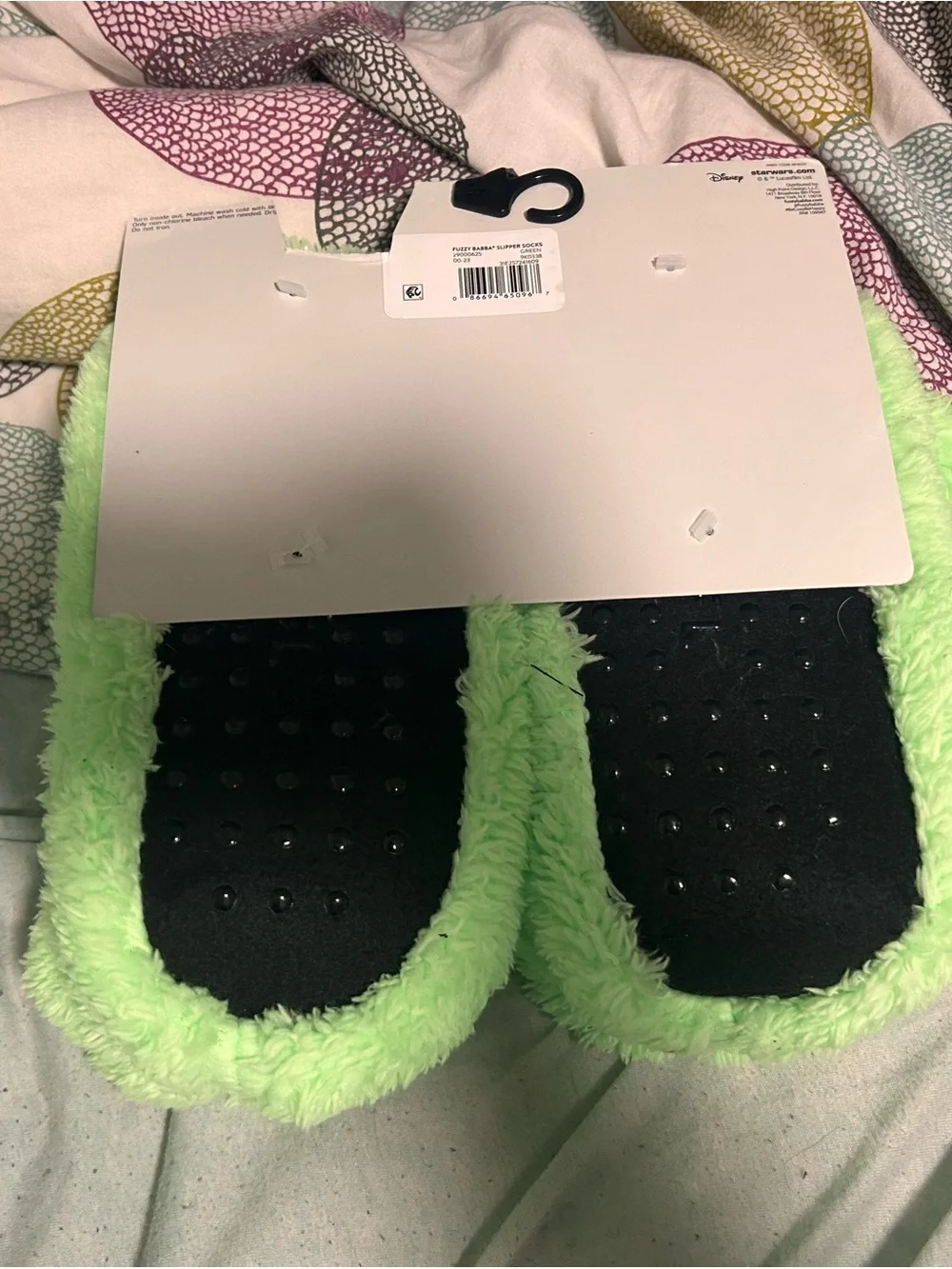 Disney Kids Plush Light Green Character Slippers with White Lining